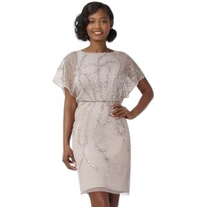 Adrianna Papell Women's Beaded Short Sheath Dress size 6
